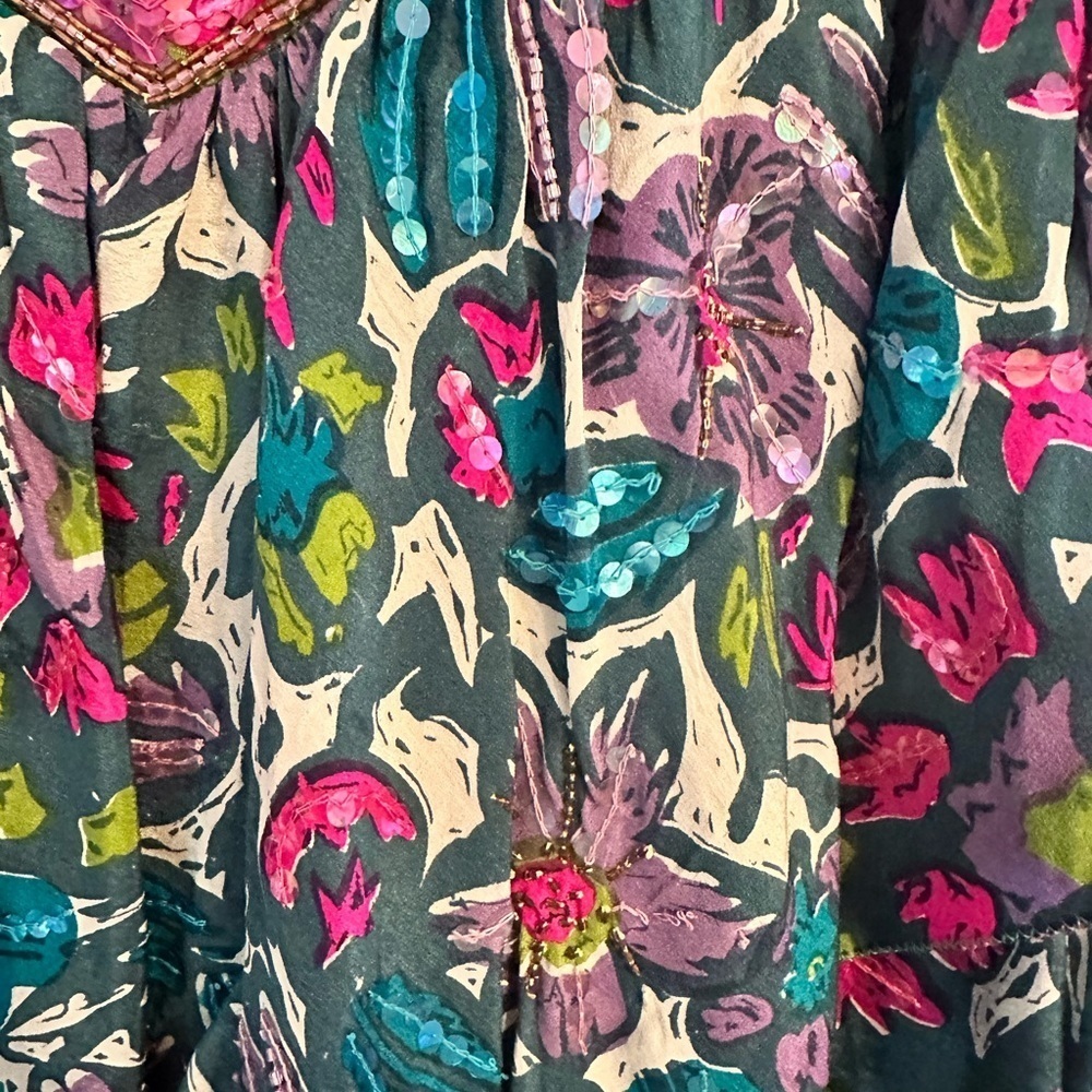 Beautiful Bohemian Silk and Beaded Ruffle Skirt - Picture 4 of 4